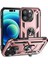 Apple iPhone 14 Pro Max Kapak Military Yüzüklü Stantlı Panzer Tank Kılıf - Rose Gold 1