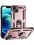 Apple iPhone 14 Kapak Military Yüzüklü Stantlı Panzer Tank Kılıf - Rose Gold 1