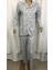 14301-NENA Kadın Önden Açık Orta Kalın Pijama Takımı-Gri 3