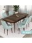 Concept Ram Serisi , Barok Ahşap Desen 80X132 Açılabilir Yemek Masası Takımı, 6 Sandalye 2