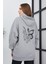 Kadın Line Art Sırt Baskılı Oversize Sweatshirt Oversize 5