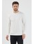 Plaın Erkek Ekru Basic Bisiklet Yaka Ince Sweatshirt 5