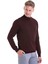 Bordo Regular Fit Düz Yün Yarım Balıkçı Yaka Triko Kazak 2