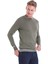 Haki Regular Fit Çizgili Yün Bisiklet Yaka Triko Kazak 2
