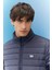 Erkek Regular Fit Normal Kesim Kapüşonlu Lacivert Şişme Mont 4