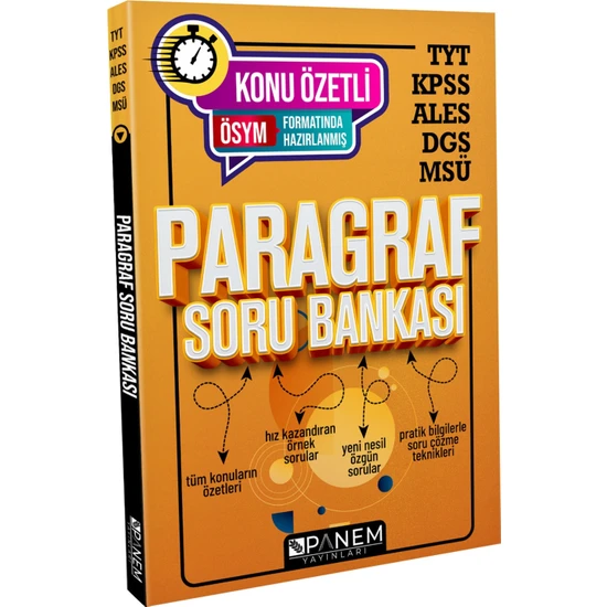 Panem Yayınları Panem Yayıncılık TYT KPSS Ales DGS Msü  Konu Özetli Paragraf Soru Bankası