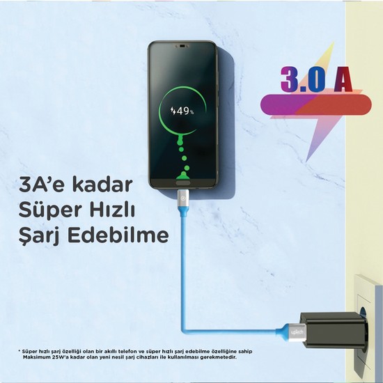 Uptech Micro USB 3A Hızlı Şarj ve Data Kablosu