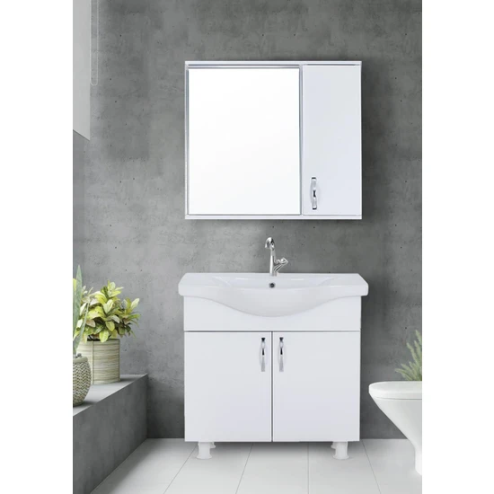 Mars Banyo Avşa 65 cm Mdf Aynalı Banyo Dolabı Takımı MRS-067