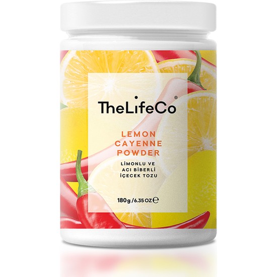 TheLifeCo Limonlu Acı Biberli Içecek Tozu 180 gr (Lemon Cayenne - Detoks İçecek Tozu - Metabolizma)