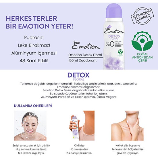 Emotion Deodorant Detox Floral 150ML Fiyatı Taksit Seçenekleri