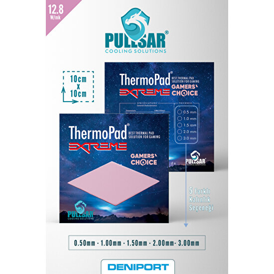 Pullsar Thermopad Extreme 100X100X1.0 mm 12.8 W/mxk