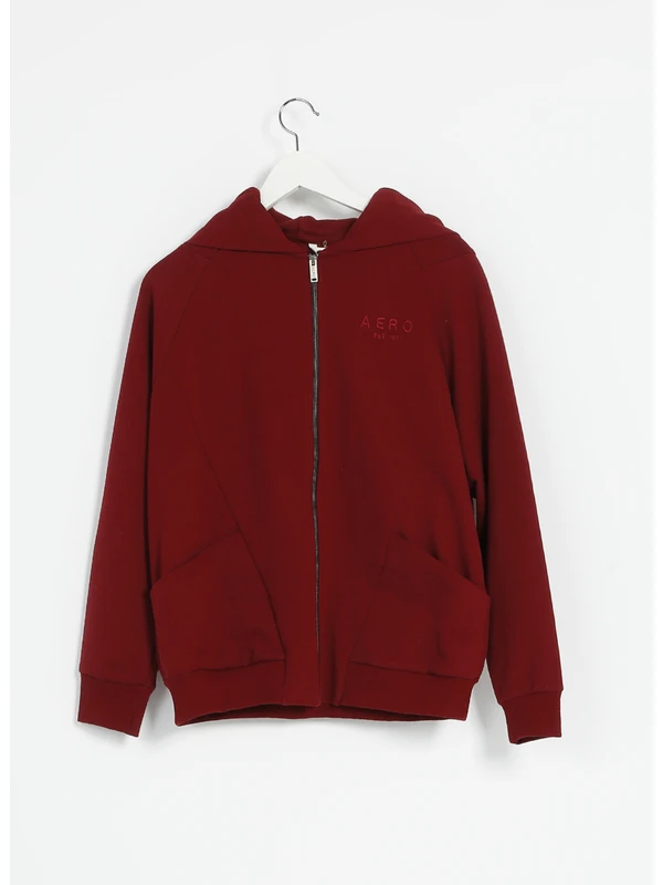 Aeropostale Kapüşon Yaka Düz Bordo Kadın Sweatshirt Y-Fly