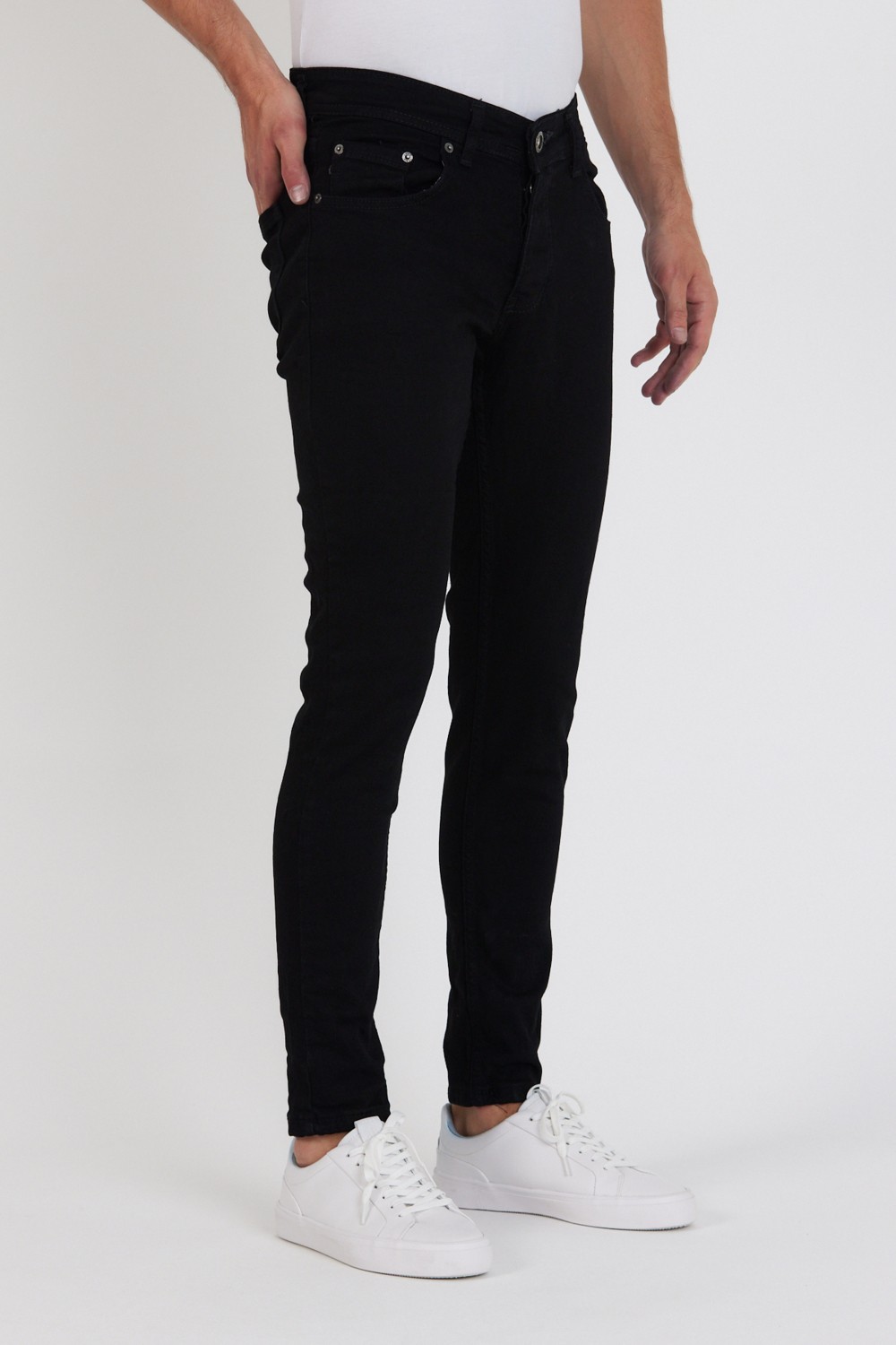 New Time Erkek Skinny Fit Likralı Düz Jeans %100 Pamuklu Siyah Modern Tasarım