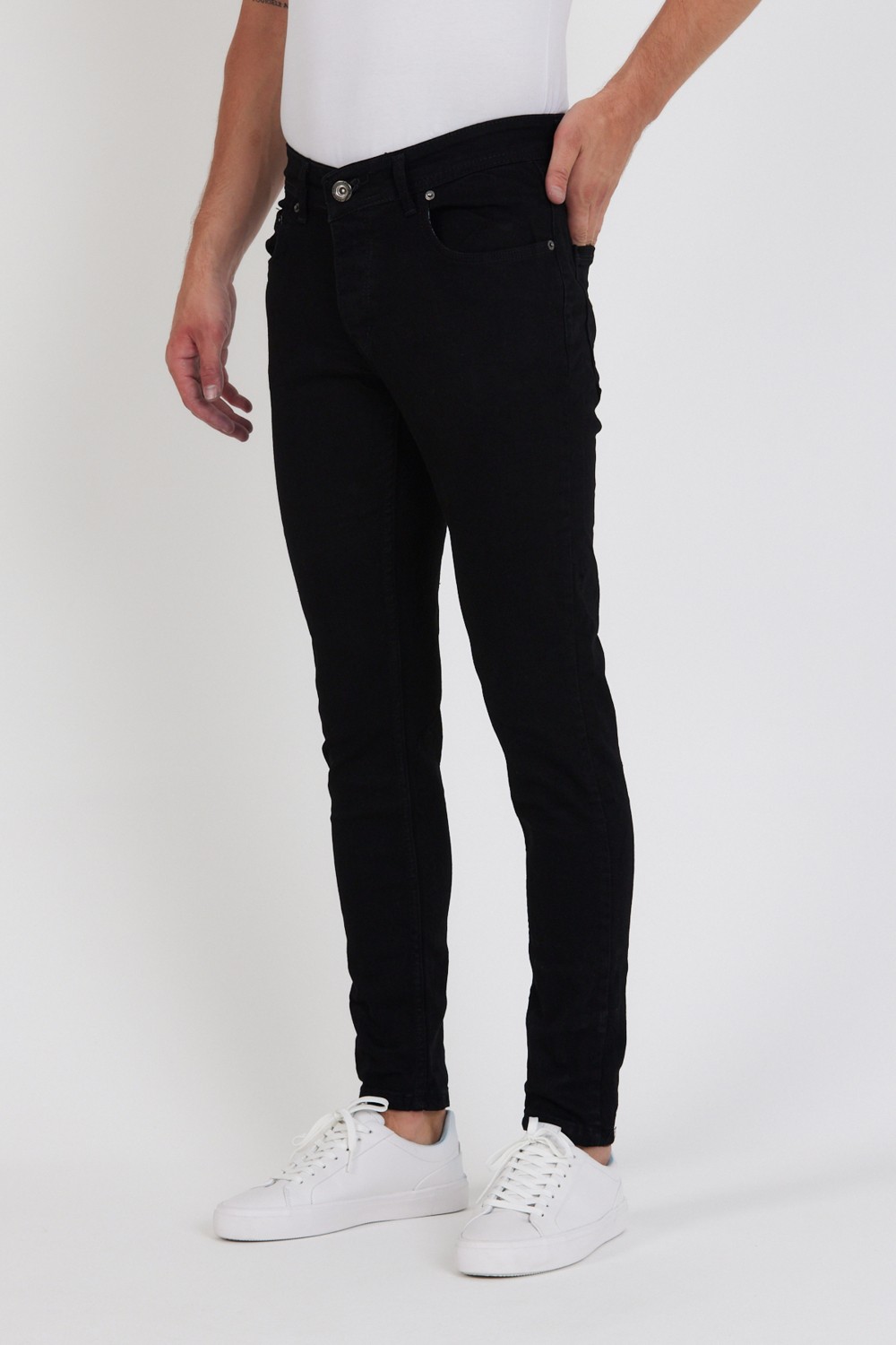 New Time Erkek Skinny Fit Likralı Düz Jeans %100 Pamuklu Siyah Modern Tasarım görsel 4