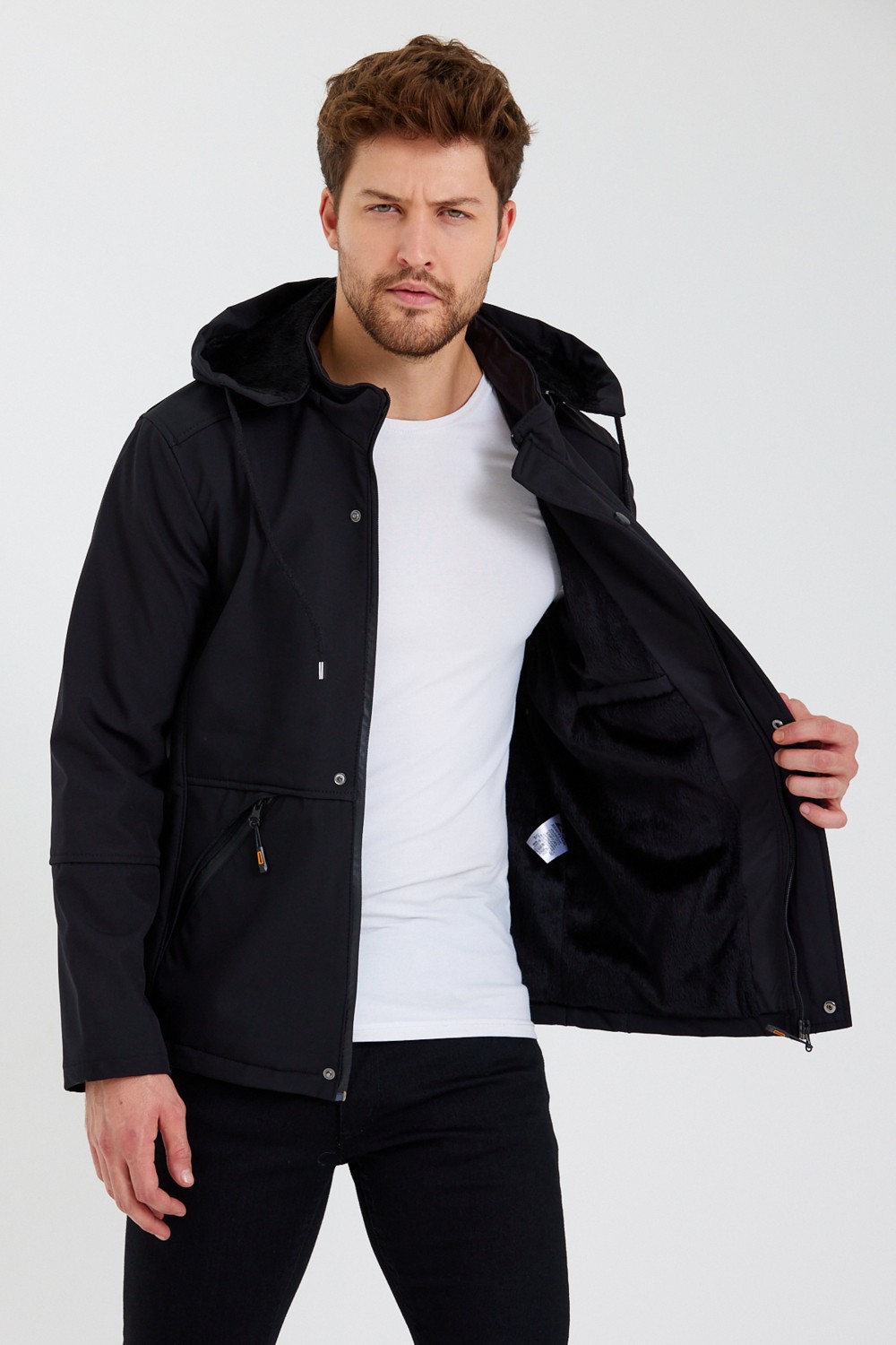 Paganni Su ve Rüzgar Geçirmez Içi Kürklü Softshell Erkek Mont görsel 2