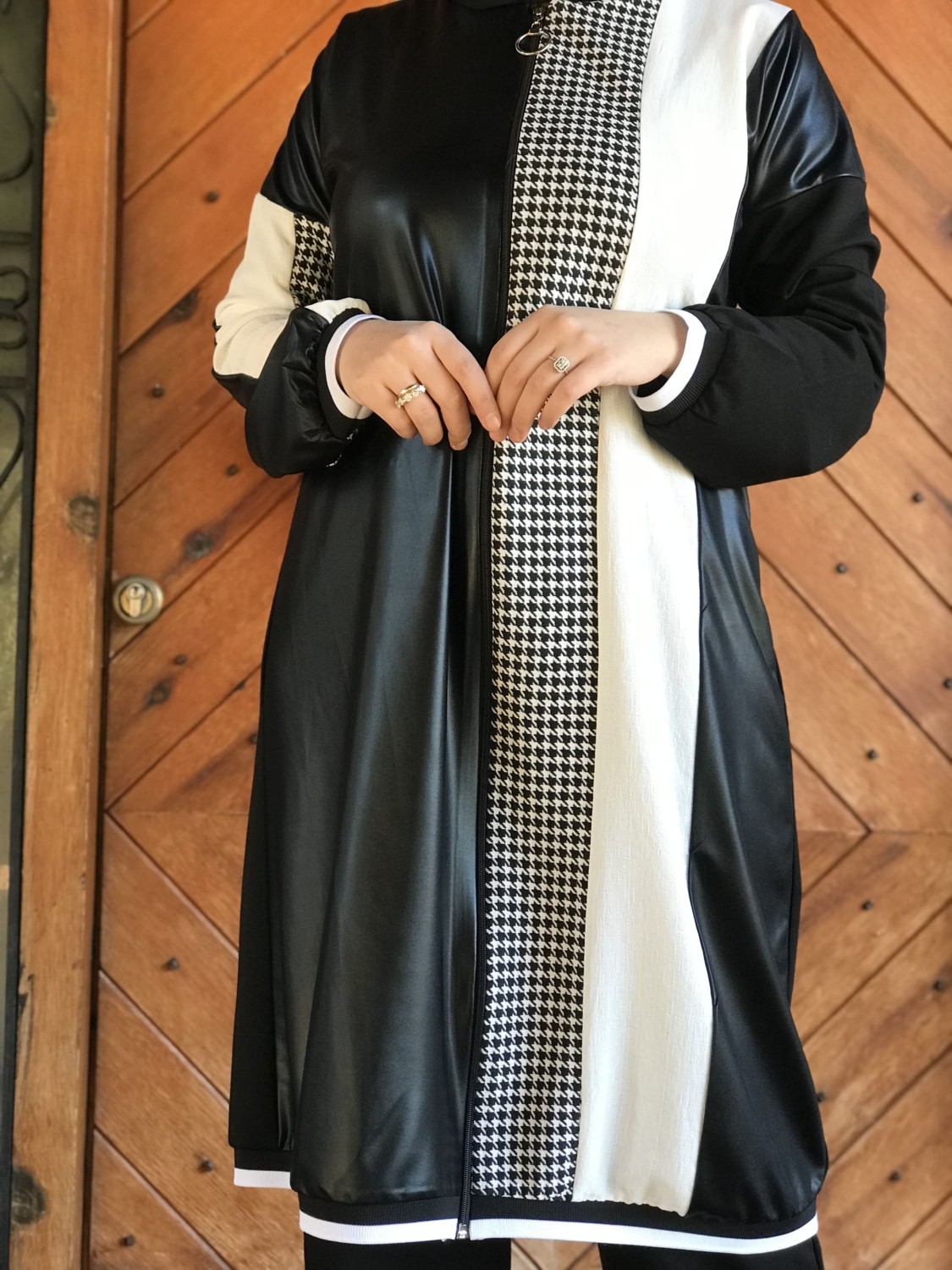 Aysun Aydemir Deri Detaylı Tesettür Eşofman Takım görsel 3