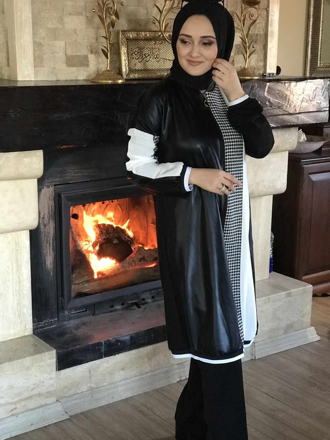 Aysun Aydemir Deri Detaylı Tesettür Eşofman Takım görsel 5