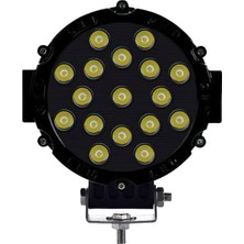 Oscar 7" Beyaz LED Siyah Yuvarlak Off Road Sis Farı Çalışma Lambası 17 LED 10-30V 51W