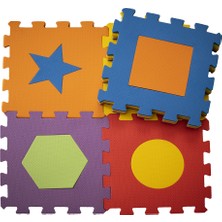 Bermody 18 Parça Geometrik Şekiller Eğitici Evamat  Puzzle Yer Karosu ve Oyuncak