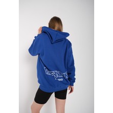 Trendseninle Kadın Mad For Nothing Baskılı Oversize Kapüşonlu Sweatshirt