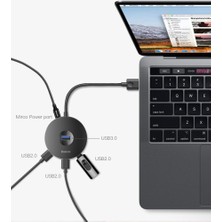 Baseus 4'lü USB Port Çoklayıcı Adaptör, USB 3.0 1x, USB 2.0 3x, Micro USB 1x