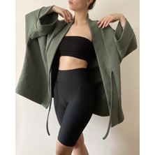 Yumuşak Dokulu Kapitone Kalın Ovre Kimono - Unisex