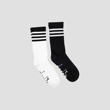 Diadora 2 Pack Striped Crew Socks M Siyah Beyaz Erkek 2li Çorap - D202531-955