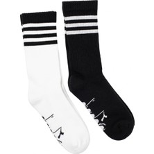 Diadora 2 Pack Striped Crew Socks M Siyah Beyaz Erkek 2li Çorap - D202531-955