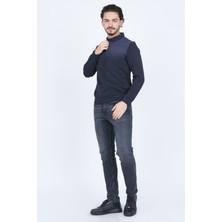 Raymons Erkek Desenli Polo Yaka Triko Sweat 6782258 Indigo