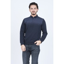 Raymons Erkek Desenli Polo Yaka Triko Sweat 6782258 Indigo