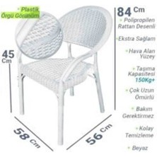 Capissi Rattan Masa Takımı 90X150 Camlı Masa 6 Kişilik Sandalye Seti Bahçe Balkon Teras Takımı