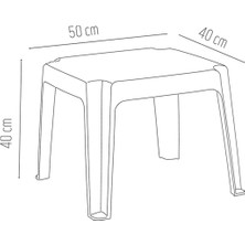 Almina Plastik Sehpa 50X40 cm Bahçe Balkon ve Teras Sehpası 2 Adet