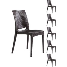 Almina Rattan Sandalye 6 Kişilik Kolsuz Koltuk Bahçe Balkon ve Teras Sandalyesi