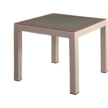Almina Rattan Masa 90X90 Camlı Bahçe Balkon Teras Takımı