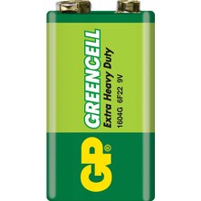 Gp Batteries GP1604G Greencell 6F22/1222/9V Pil, 9 Volt, Tekli Kart