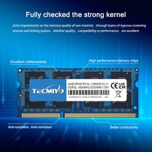 Tecmıyo 8gb Kit (2X4GB) PC3L-12800S Ddr3 1600MHZ Sodimm DDR3L-1600 PC3-12800 CL11 1.35V/1.5V 204PIN Non-Ecc Tamponsuz Dizüstü Bilgisayar Bellek Ram Modülü Yükseltmesi