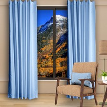 Decoperde Blackout (Karartma) Fon Perde-Güneşlik Pilesiz Extraforlu Düz Dikim Mavi