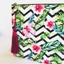 Çanta Tasarımcısı Clutch Çanta Çiçekli Frida Desen