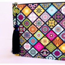 Çanta Tasarımcısı Clutch Çanta Etnik Mor Desen