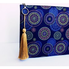 Çanta Tasarımcısı Clutch Çanta Otantik Mavi Desen