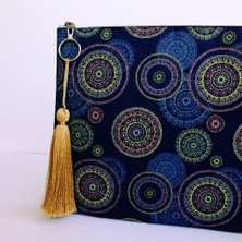 Çanta Tasarımcısı Clutch Çanta Otantik Mavi Desen
