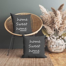 Home Sweet Home Yazılı Çift Taraflı Dekoratif 2'li Kırlent Kılıfı Seti