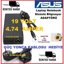 Ata Elektronik Asus Uyumlu Muadil 2 Yıl Garantili Asus EXA0904YH 19V 4.74A 90W Şarj Adaptörü Laptop Notebook 19 Volt 4.74 Amper Şarz Cihazı 5.5mm 2.5mm