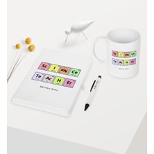 Bk Kişiye Özel Fen Bilimleri Öğretmeni Temalı Beyaz Defter Kalem Kupa Seti - 3