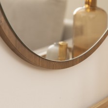 Dfn Wood Kahverengi Mdf Yuvarlak Duvar Salon Banyo Aynası