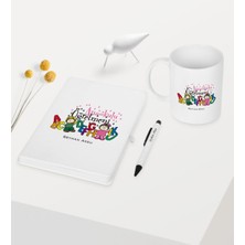 Bk Kişiye Özel Anaokulu Öğretmeni Temalı Beyaz Defter Kalem Kupa Seti - 4