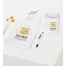 Bk Kişiye Özel Sınıf Öğretmeni Temalı Beyaz Defter Kalem Kupa Seti - 6