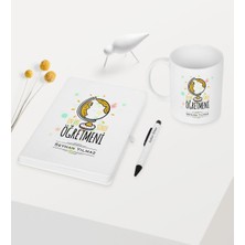 Bk Kişiye Özel Sınıf Öğretmeni Temalı Beyaz Defter Kalem Kupa Seti - 4