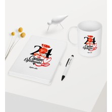 Bk Kişiye Özel Canım Öğretmenim Temalı Beyaz Defter Kalem Kupa Seti - 3