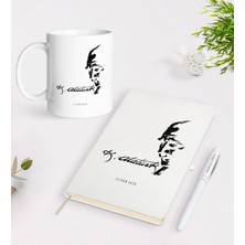 Bk Kişiye Özel Atatürk Temalı Beyaz Defter Kalem Kupa Seti-21